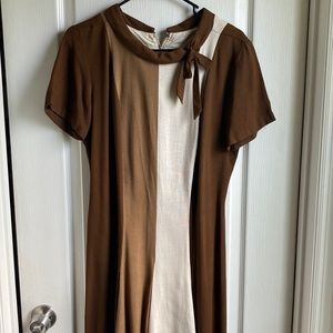 Unlabeled vintage dress in shades of brown